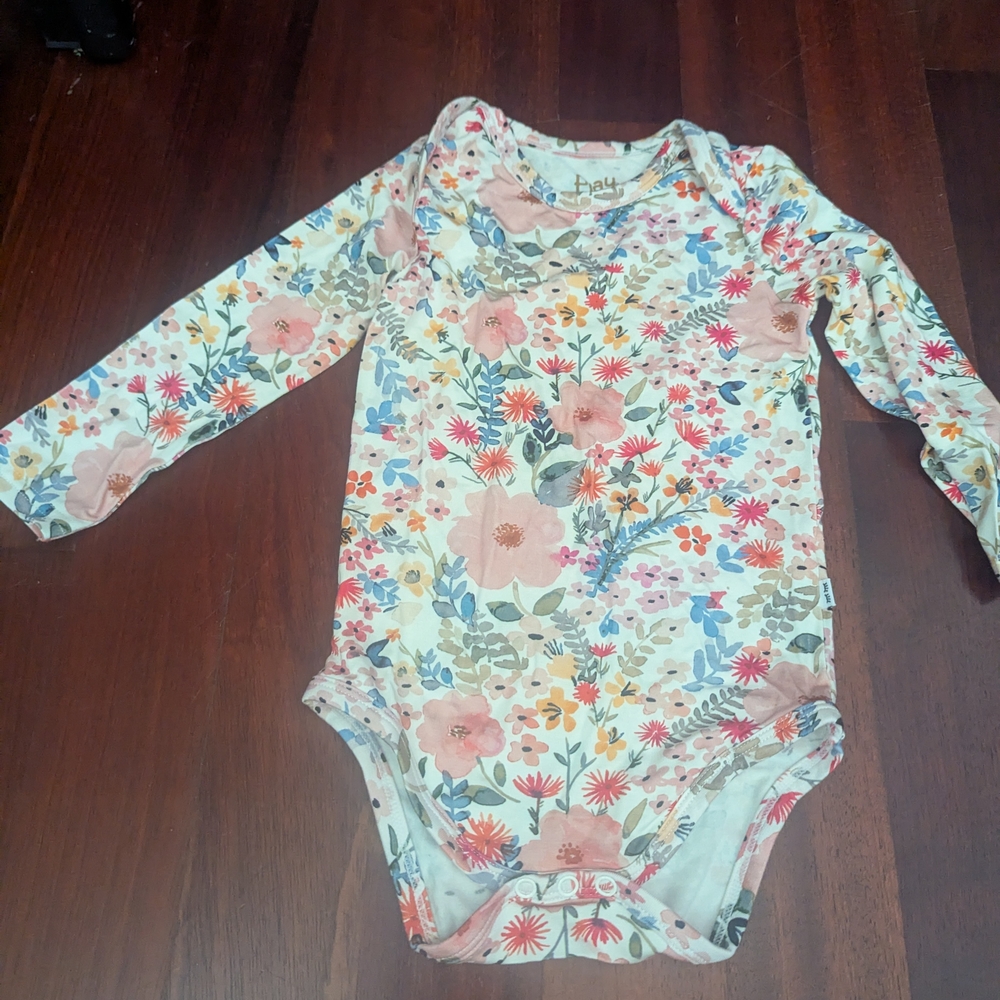 Floral Long Sleeve Baby Onesie